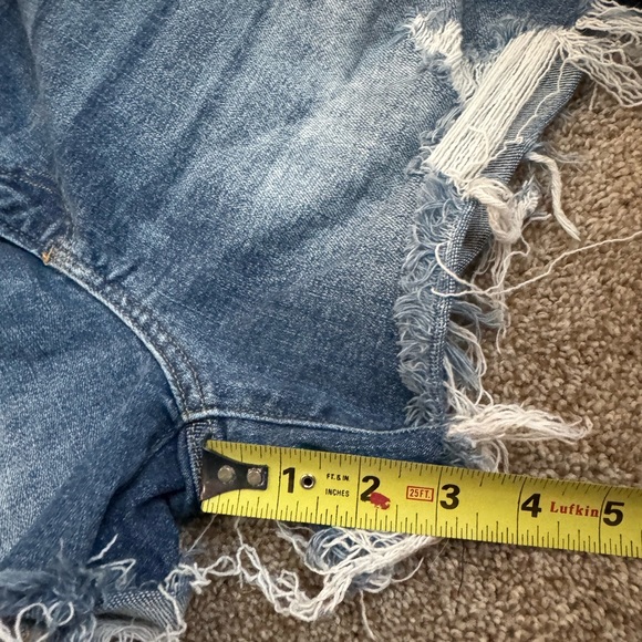 RISEN JEANS Distressed Women Asymmetrical Denim Distressed Shorts - Size Large - Picture 8 of 10